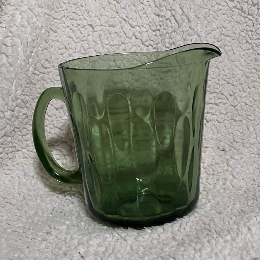 Vintage Avocado Green Depression Glass Pitcher